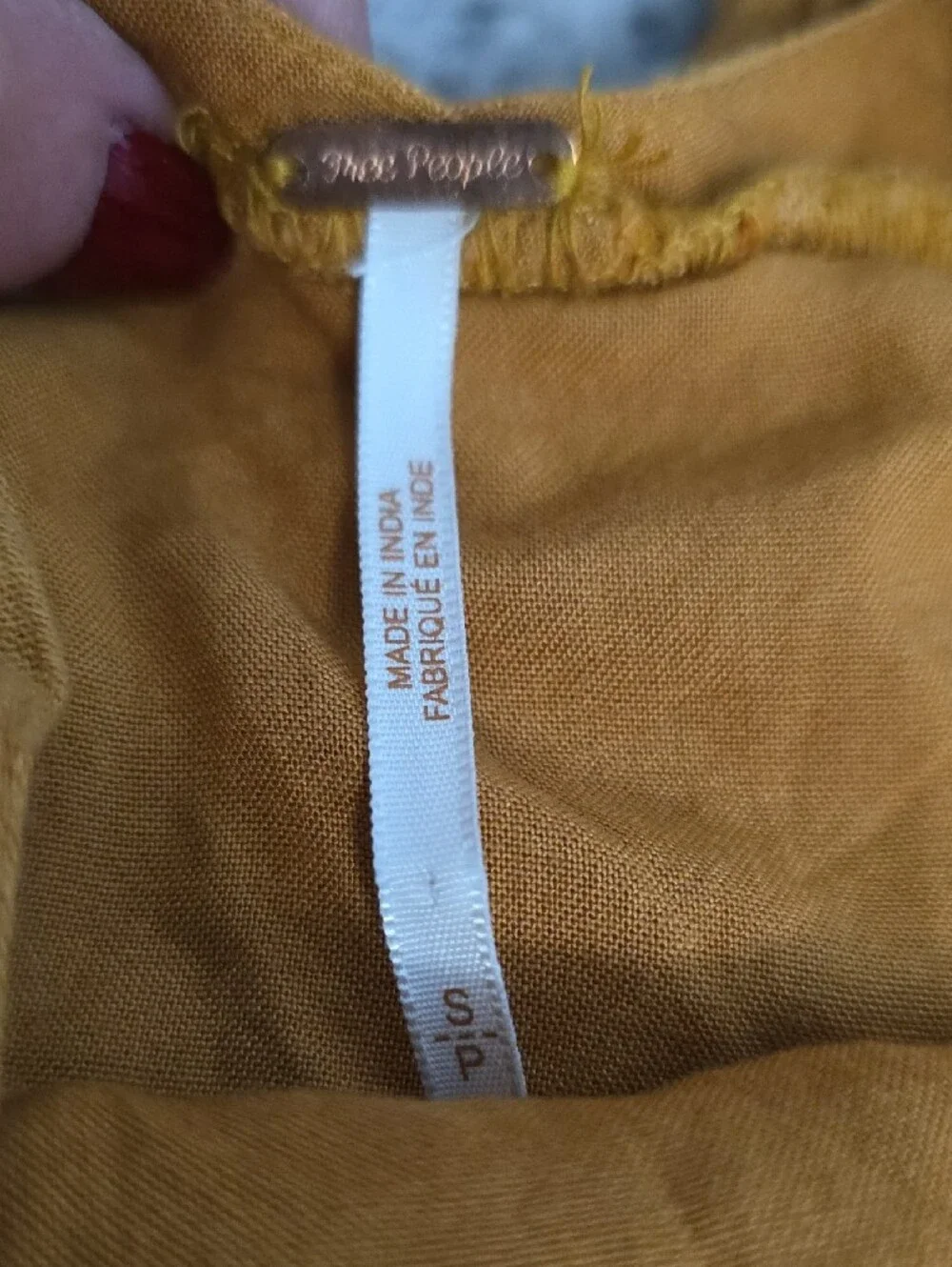 Free People Mustard Embroidered Mini Dress